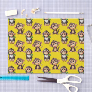 Monkey Pattern Design Yellow  Tissue Paper