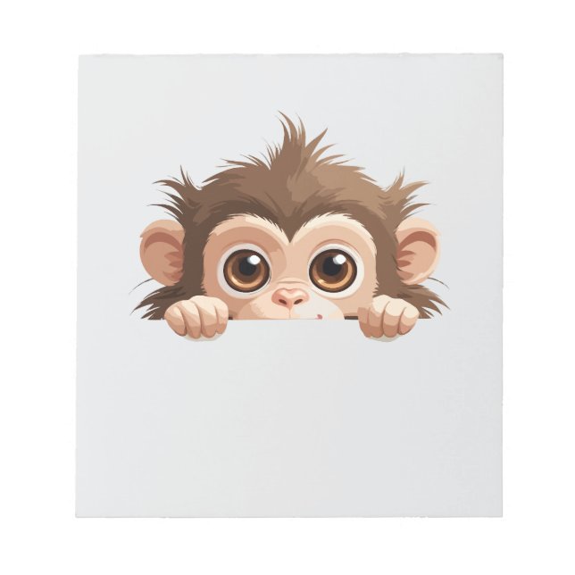 Monkey Peeking Cute Adorable Funny Animal Cartoon  Notepad (Front)