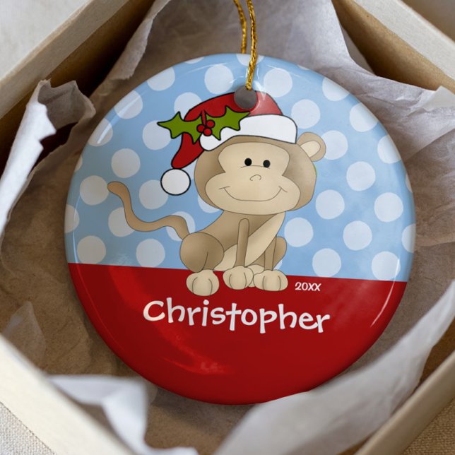 Monkey Personalised Boy Christmas Ornament (Creator Uploaded)