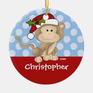 Monkey Personalised Boy Christmas Ornament