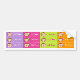 Monkey Personalised Kids name Waterproof Labels