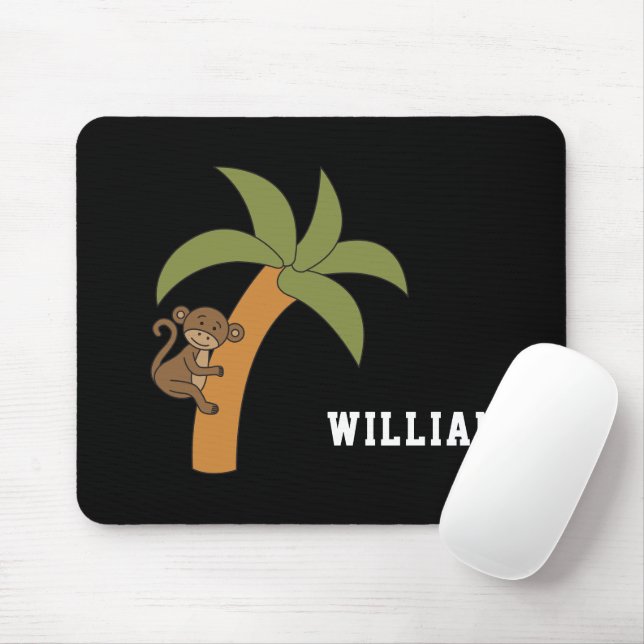 Monkey Personalized Custom Name Back To School Mouse Mat (With Mouse)