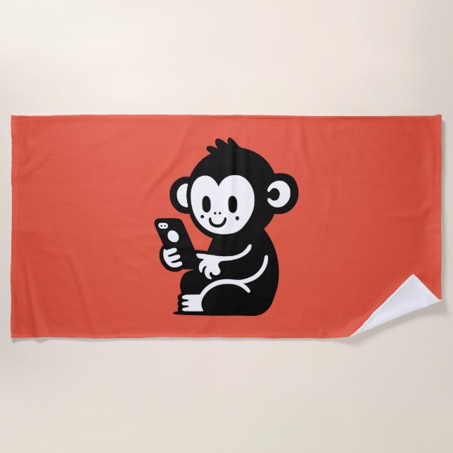 Monkey Phone Beach Towel (Front)