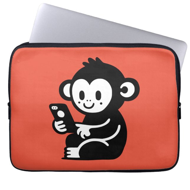 Monkey Phone Laptop Sleeve (Front)