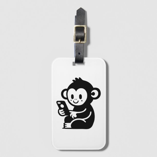 Monkey Phone Luggage Tag (Front Vertical)