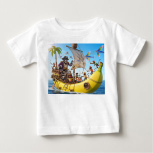 Monkey Pirate Crew Sailing a Giant Banana Ship Ill Baby T-Shirt
