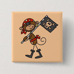 Monkey Pirate With Flag Tshirts and Gifts 15 Cm Square Badge
