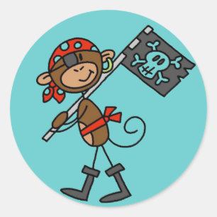 Monkey Pirate With Flag Tshirts and Gifts Classic Round Sticker