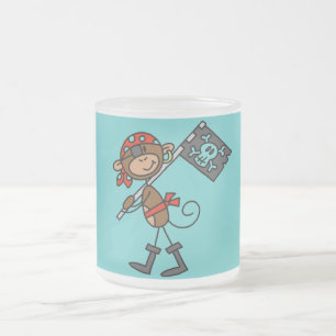 Monkey Pirate With Flag Tshirts and Gifts Frosted Glass Coffee Mug