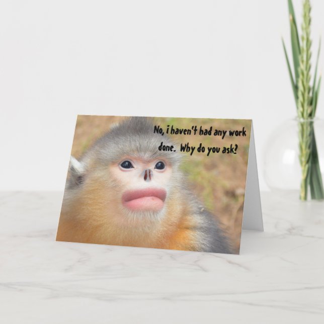 Monkey Plastic Surgery Humour Funny Greeting Card (Front)