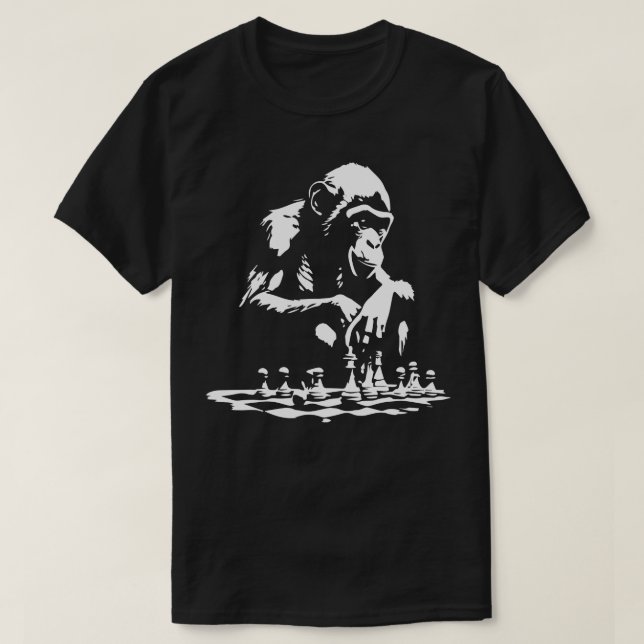 monkey play chess 1 T-Shirt (Design Front)