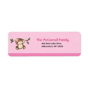 Monkey Play Pink PRINTABLE ADDRESS LABELS