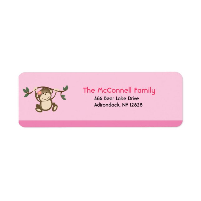 Monkey Play Pink PRINTABLE ADDRESS LABELS (Front)