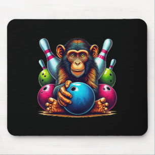 Monkey Playing Bowling Sports Lover Animal For Men Mouse Mat