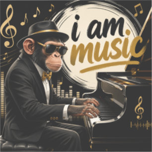 Monkey Playing Piano Music Poster – I Am Music