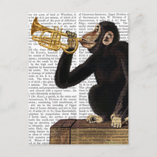 Monkey Playing Trumpet 2 Postcard