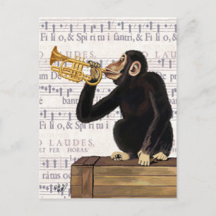 Monkey Playing Trumpet Postcard