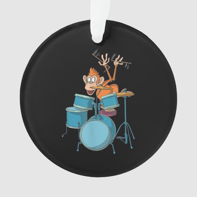 Monkey Plays Drums T-Shirt gifts Ornament (Front)