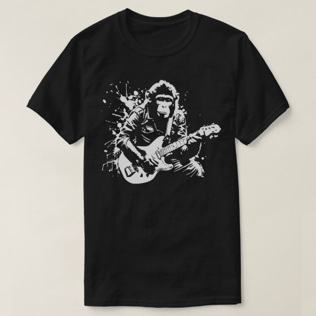 monkey plays guitar T-Shirt (Design Front)