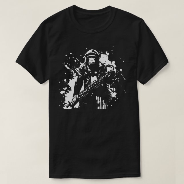 monkey plays saxophone T-Shirt (Design Front)