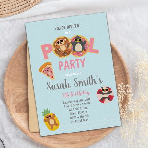 Monkey Pool Birthday Invitations