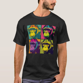 Monkey Pop Illustration Colourful Animal Women Men T-Shirt