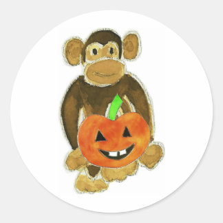 Monkey Pumpkin Classic Round Sticker
