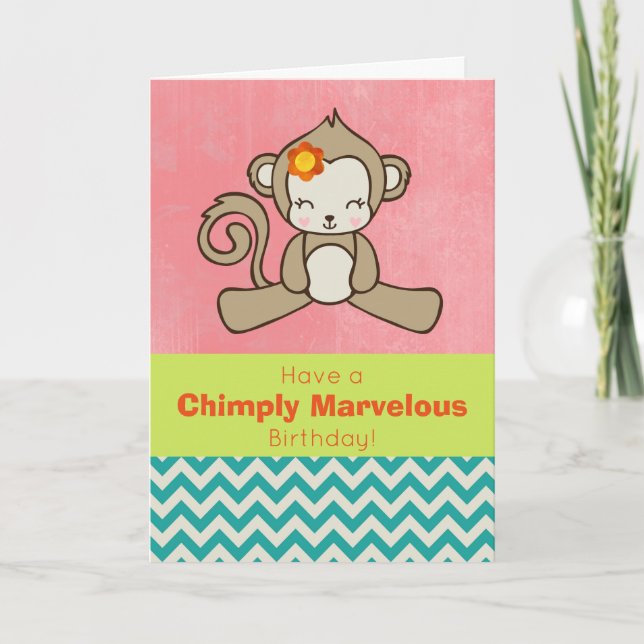 Monkey Pun Funny And Cute Birthday Greeting Card (Front)