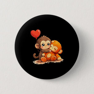 Monkey punch baby cute baby funny animal big love 6 cm round badge