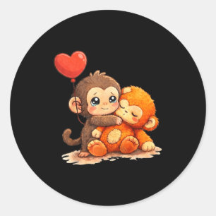 Monkey punch baby cute baby funny animal big love classic round sticker