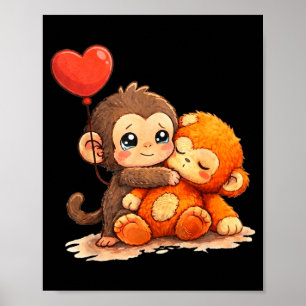 Monkey punch baby cute baby funny animal big love poster
