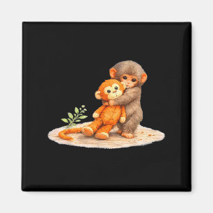 Monkey Punch Baby Monkey Holding Plush Toy Magnet