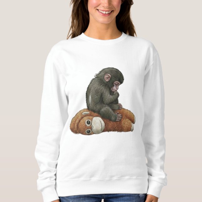 Monkey Punch, Baby Monkey Orangutan Hug  Sweatshirt (Front)