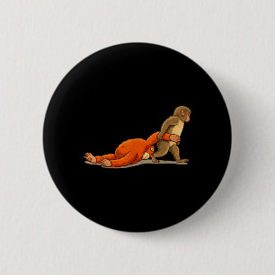 Monkey Punch Graphic Baby Monkey Holding Plush Toy 6 Cm Round Badge