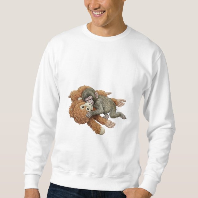 Monkey Punch Graphic, Baby Monkey Orangutan Hug  Sweatshirt (Front)
