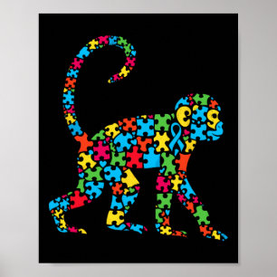 Monkey Puzzle Autism Awareness Autistic Womens Men Poster