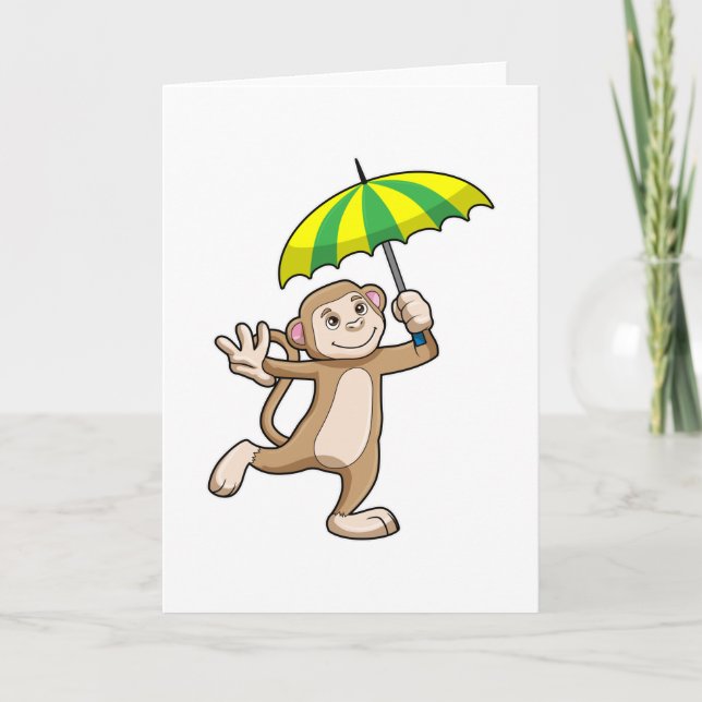 Monkey Rain Umbrella Card (Front)