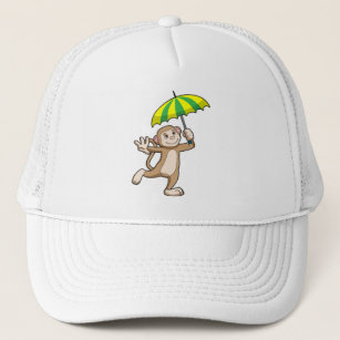 Monkey Rain Umbrella Trucker Hat