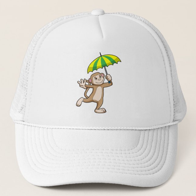 Monkey Rain Umbrella Trucker Hat (Front)