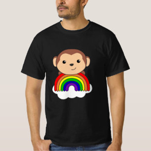 Monkey Rainbow Cloud Cute Animals For Kids Monkeys T-Shirt
