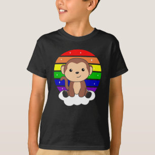 Monkey Rainbow Cloud Cute Animals For Kids Monkeys T-Shirt