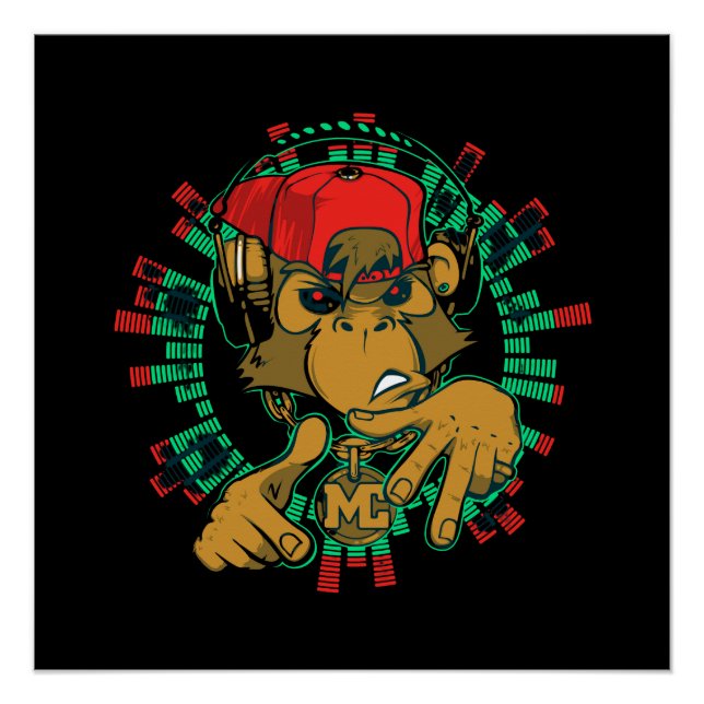 monkey rapper monkey dj can be used poster (Front)