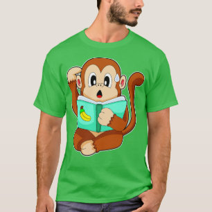 Monkey Reading Book T-Shirt