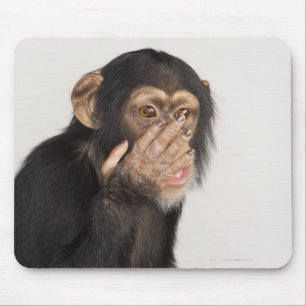 Monkey rubbing its face mouse mat
