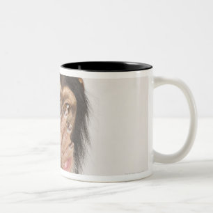 Monkey rubbing its face Two-Tone coffee mug