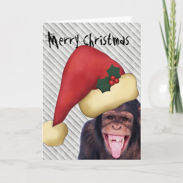 Monkey Santa Christmas Holiday Card (Front)