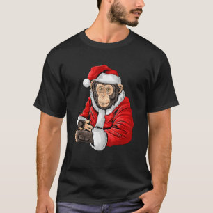 Monkey Santa Costume Christmas Pajama Cool Zoo Ani T-Shirt