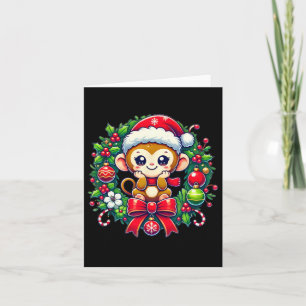 Monkey Santa Hat Christmas Xmas  Card