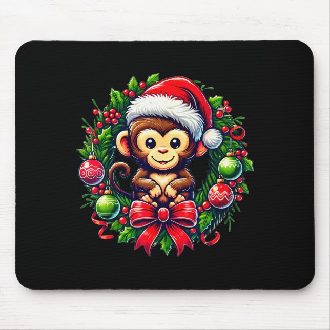 Monkey Santa Hat Christmas Xmas  Mouse Mat (Front)
