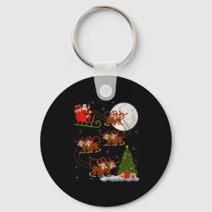 Monkey Santa Sleigh Flying Funny Magical Christmas Key Ring